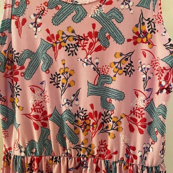 Dot Dot Smile Pink Floral Cactus Twirl Tank Dress Girls Size 5/6 - Picture 5 of 10